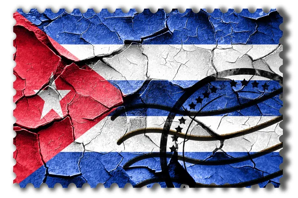 Grunge Kuba flaga z pęknięć i vintage wygląd — Zdjęcie stockowe