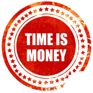 zaman para, düz beyaz backgrou üzerinde grunge kırmızı kauçuk damga