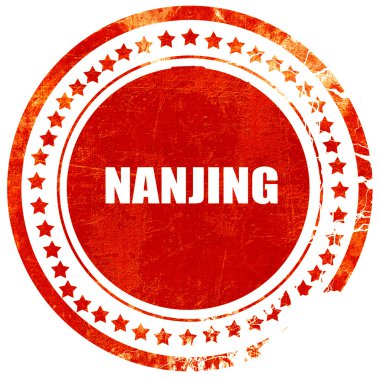 Nanjing, grunge kırmızı lastik damgası düz beyaz arka plan üzerinde