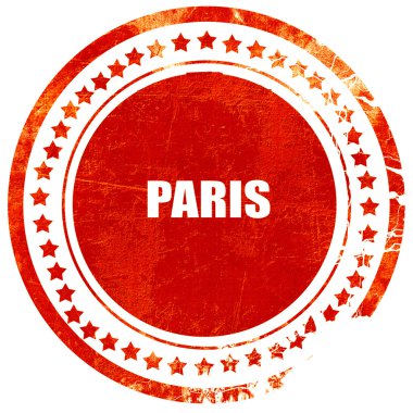 Paris, grunge kırmızı lastik damgası düz beyaz arka plan üzerinde