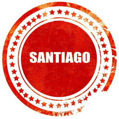Santiago, grunge kırmızı lastik damgası düz beyaz arka plan üzerinde