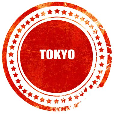 Tokyo, grunge kırmızı lastik damgası düz beyaz arka plan üzerinde