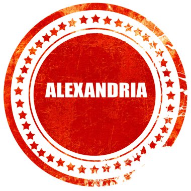Alexandria, grunge kırmızı lastik damgası düz beyaz arka plan üzerinde