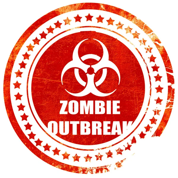 Zombie virus concepto de fondo, grunge sello de goma roja en un así — Foto de Stock