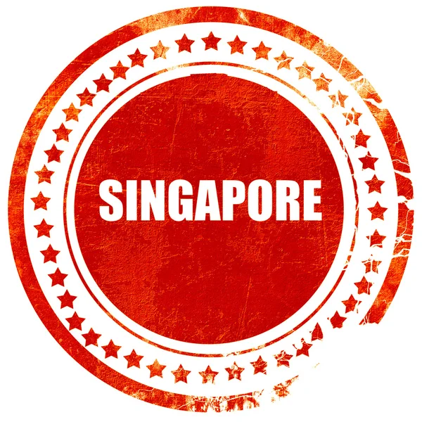 Χαιρετισμούς από τη Σιγκαπούρη, γκρανττζ κόκκινο καουτσούκ σφραγίδα σε ένα στερεό WHI — Φωτογραφία Αρχείου