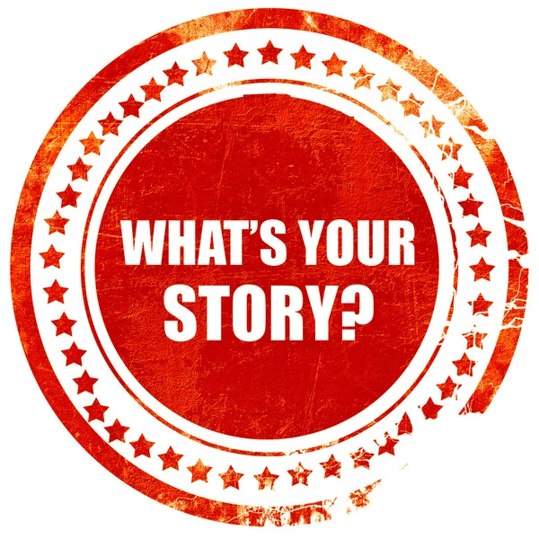 Whats your story, grunge red rubber stamp on a solid white back — 스톡 사진