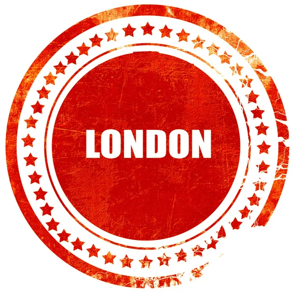 London, timbre grunge caoutchouc rouge sur fond blanc massif — Photo