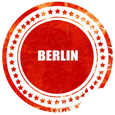 Berlin, grunge kırmızı lastik damgası düz beyaz arka plan üzerinde