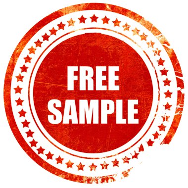 free sample sign, grunge red rubber stamp on a solid white backg clipart