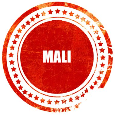 Mali selamlar, düz beyaz ba üzerinde grunge kırmızı kauçuk damga