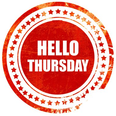 merhaba perşembe, düz beyaz backgro üzerinde grunge kırmızı kauçuk damga