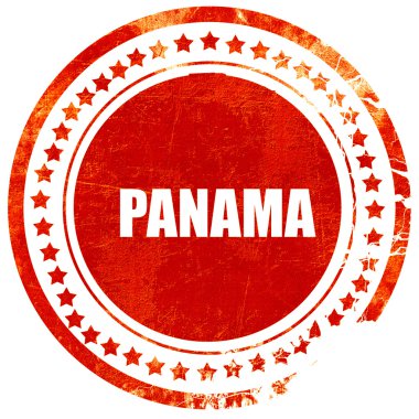 Panama selamlar, düz bir beyaz üzerinde grunge kırmızı kauçuk damga