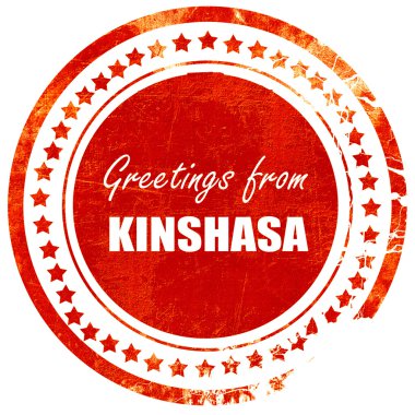 Kinshasa selamlar, katı bir whit üzerinde grunge kırmızı kauçuk damga