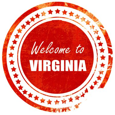 Virginia hoş geldiniz, düz beyaz bir ba üzerinde grunge kırmızı kauçuk damga