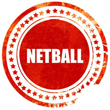 netball işareti arka plan, katı bir whit üzerinde grunge kırmızı kauçuk damga