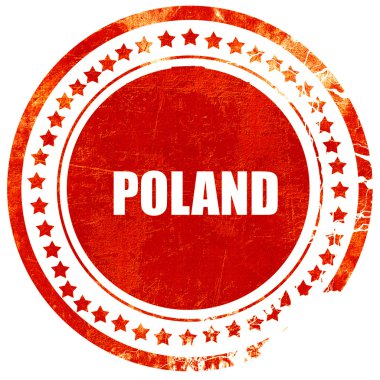 Polonya selamlar, düz beyaz grunge kırmızı kauçuk damga
