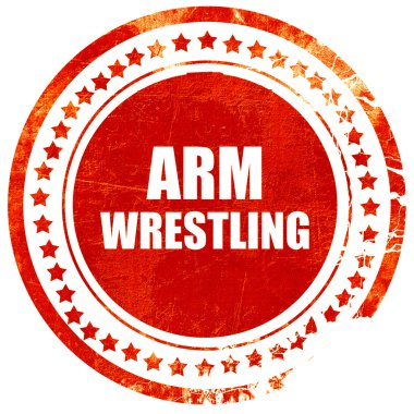 bilek güreşi işareti arka plan, bir soli üzerinde grunge kırmızı kauçuk damga