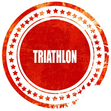 triatlon işareti arka plan, katı wh üzerinde grunge kırmızı kauçuk damga