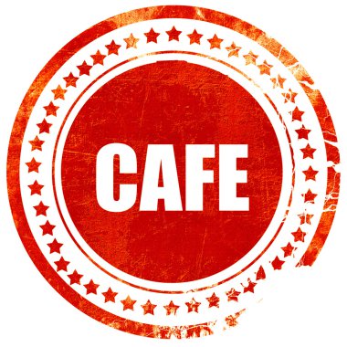 cafe işareti arka plan, düz beyaz b üzerinde grunge kırmızı kauçuk damga
