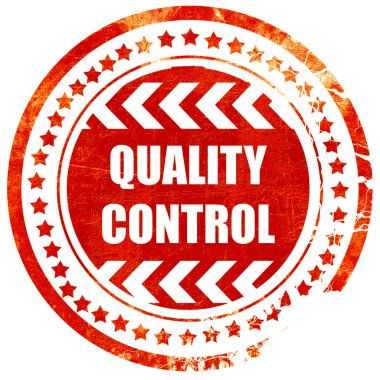 Kalite kontrol arka plan, katı bir w üzerinde grunge kırmızı kauçuk damga