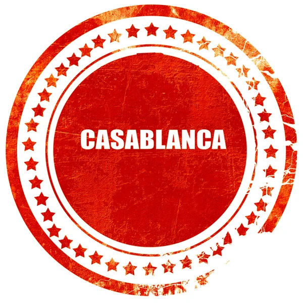 Casblanca, selo de borracha vermelha grunge em um fundo branco sólido — Fotografia de Stock