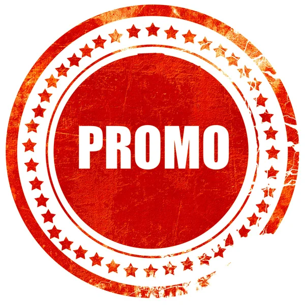 Promo-Zeichen Hintergrund, Grunge roten Gummistempel auf einem festen weißen — Stockfoto