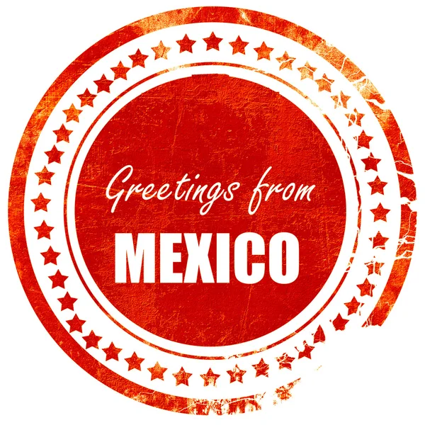 Salutations du Mexique, timbre grunge en caoutchouc rouge sur un blanc massif — Photo