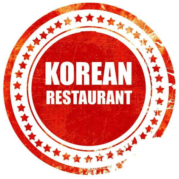 Deliciosa cocina coreana, sello de goma roja grunge en un whi sólido —  Fotos de Stock