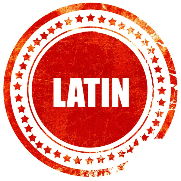 Música latina, sello de goma roja grunge sobre un fondo blanco sólido — Foto de Stock