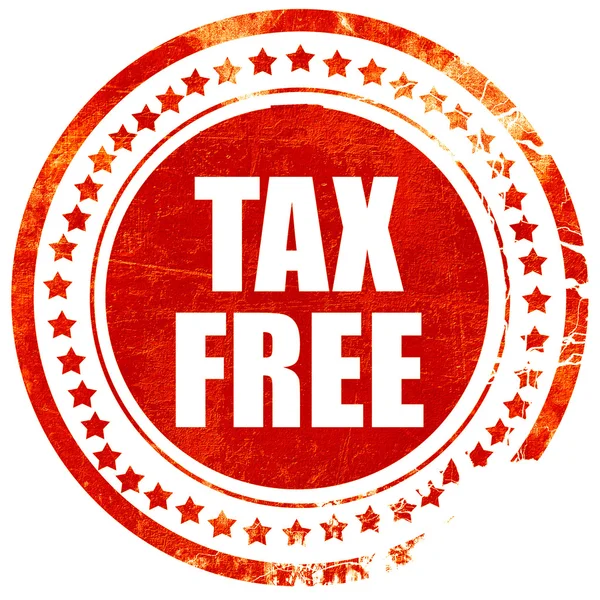 Signo libre de impuestos, sello de goma roja grunge en un fondo blanco sólido —  Fotos de Stock