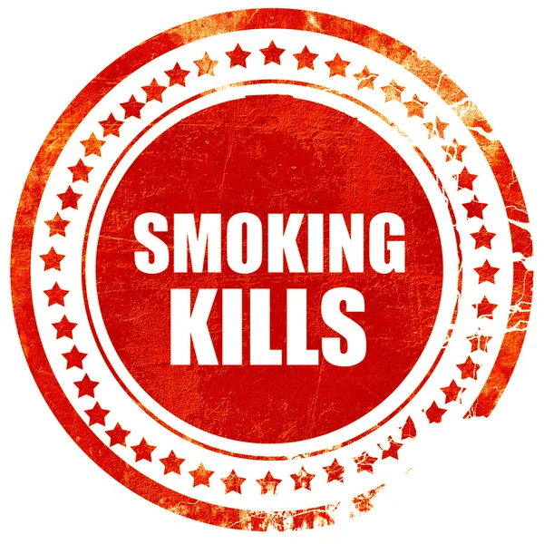 Fumar mata, grunge selo de borracha vermelha em um backgrou branco sólido — Fotografia de Stock