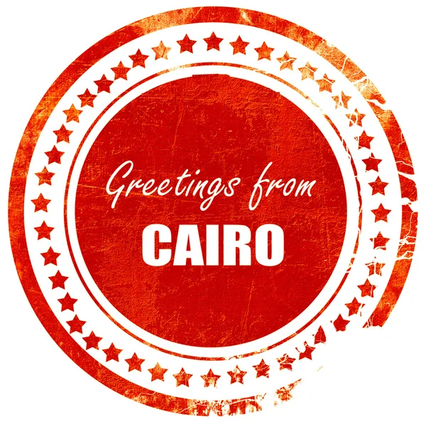 Groeten uit Caïro, grunge rode rubber stempel op een effen witte b — Stockfoto
