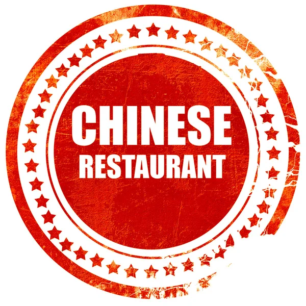 Delicioso restaurante chino, sello de goma roja grunge en un sólido — Foto de Stock