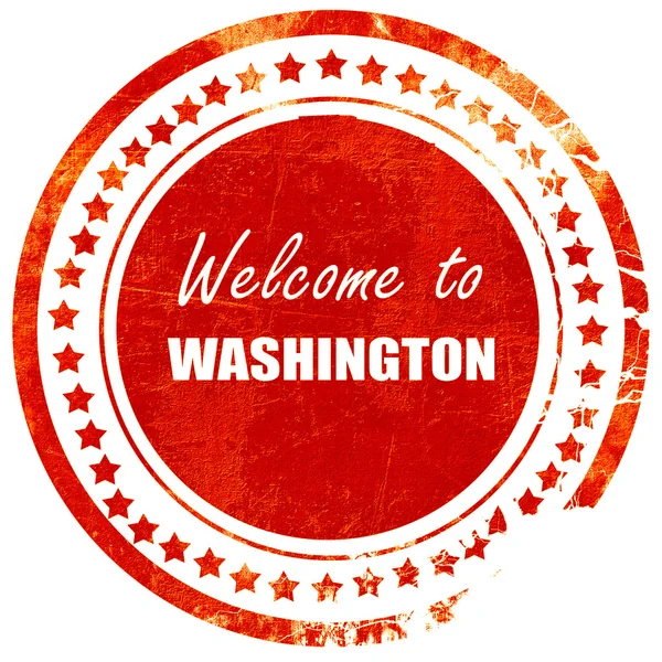 Welkom bij Washington, grunge rode rubber stempel op een effen wit — Stockfoto