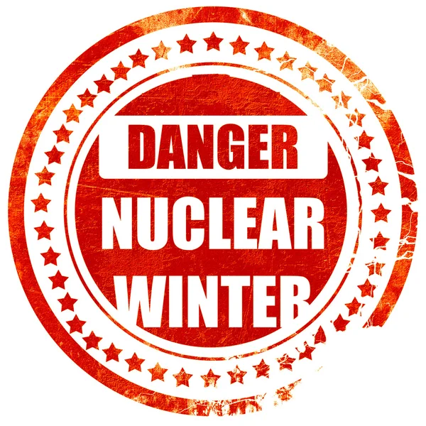 Fondo de peligro nuclear, sello de goma roja grunge en un sólido wh — Foto de Stock