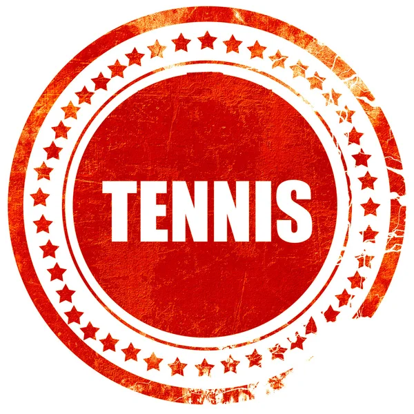 Tennis sign background, grunge red rubber stamp on a solid white — Stock Photo, Image