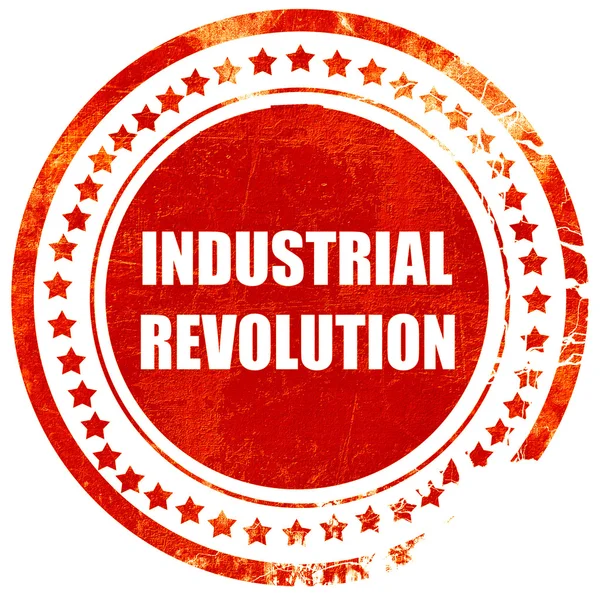 Hintergrund der industriellen Revolution, roter Grunge-Stempel auf einem s — Stockfoto