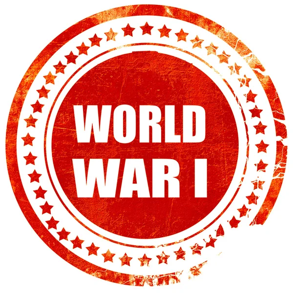 Primeira guerra mundial fundo, grunge selo de borracha vermelha em um branco sólido — Fotografia de Stock