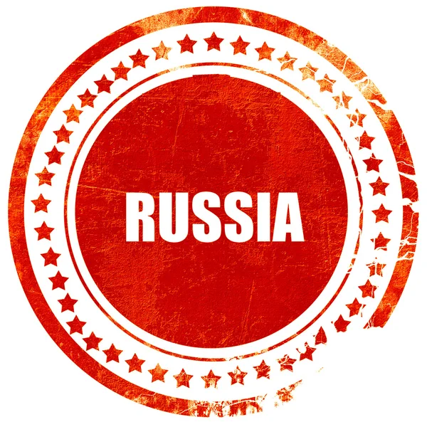 Привіт з Росії, грандж червоний гумовий штамп на твердому білому — стокове фото