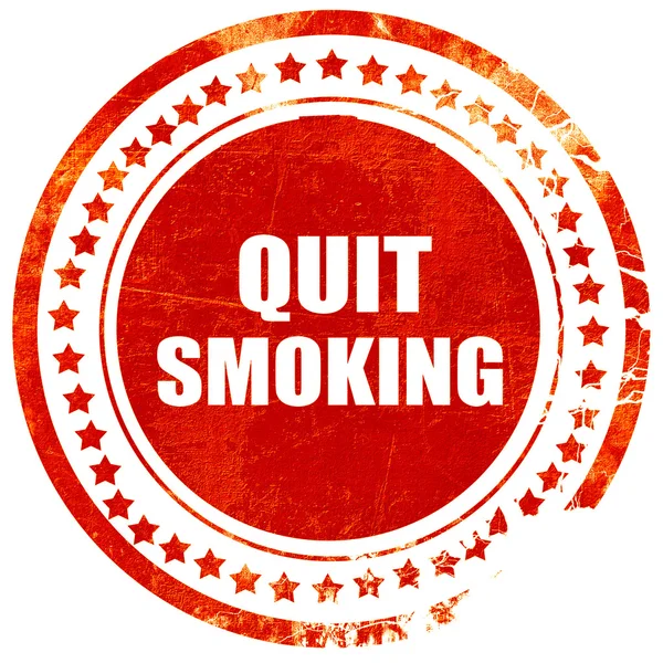 Dejar de fumar, grunge sello de goma roja en un fondo blanco sólido —  Fotos de Stock