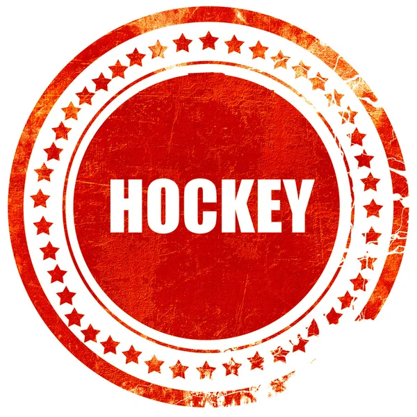 Hockey sign background, grunge red rubber stamp on a solid white — Stock Photo, Image