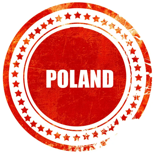 Pozdrowienia z Polski, grunge czerwona pieczęć na solidnej bieli — Zdjęcie stockowe