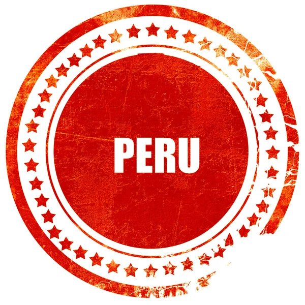 Peru selamlar, düz beyaz ba üzerinde grunge kırmızı kauçuk damga — Stok fotoğraf