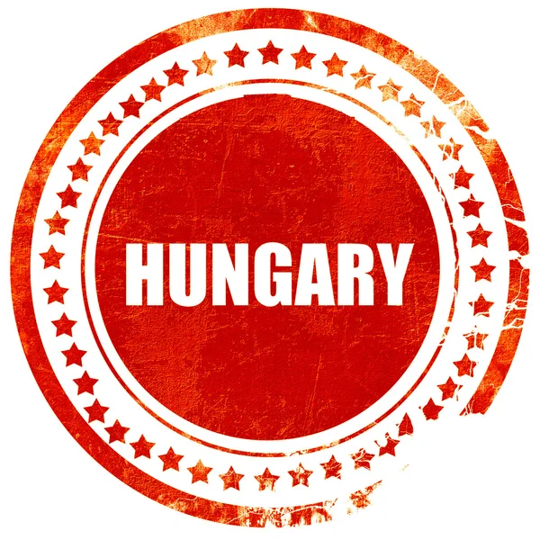 Üdvözletek Magyarországról, grunge piros gumi bélyegző egy szilárd fehér — Stock Fotó