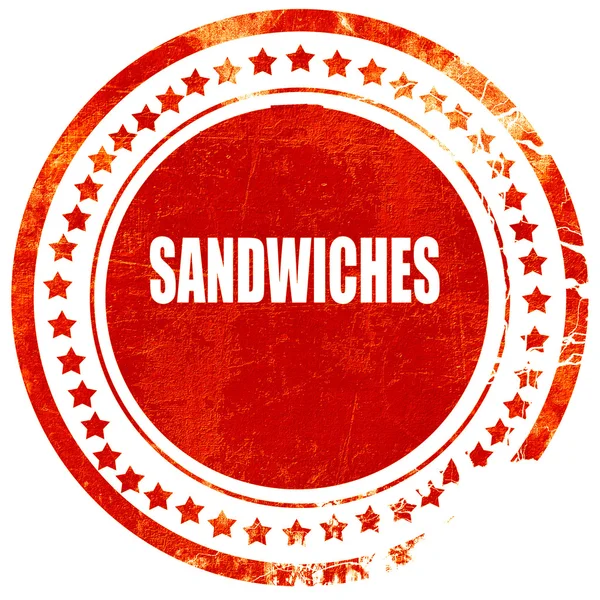 Lezzetli sandviç işareti, katı bir whit üzerinde grunge kırmızı kauçuk damga — Stok fotoğraf
