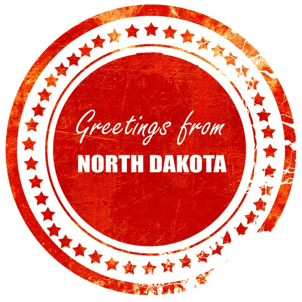 Saluti da nord dakota, grunge timbro di gomma rossa su un solido — Foto Stock