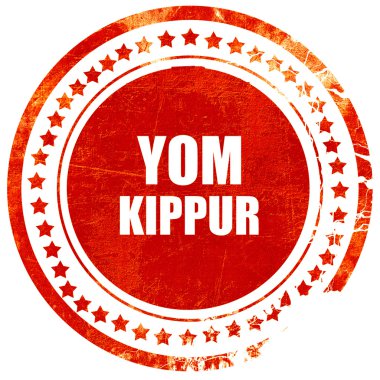 yom kippur, grunge red rubber stamp on a solid white background