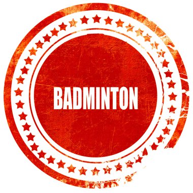 badminton işareti arka plan, katı bir wh üzerinde grunge kırmızı kauçuk damga