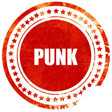 punk, düz beyaz arka plan üzerinde grunge kırmızı kauçuk damga