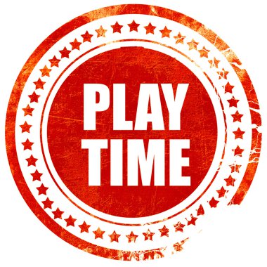 oyun süresi, düz beyaz arka plan üzerinde grunge kırmızı kauçuk damga